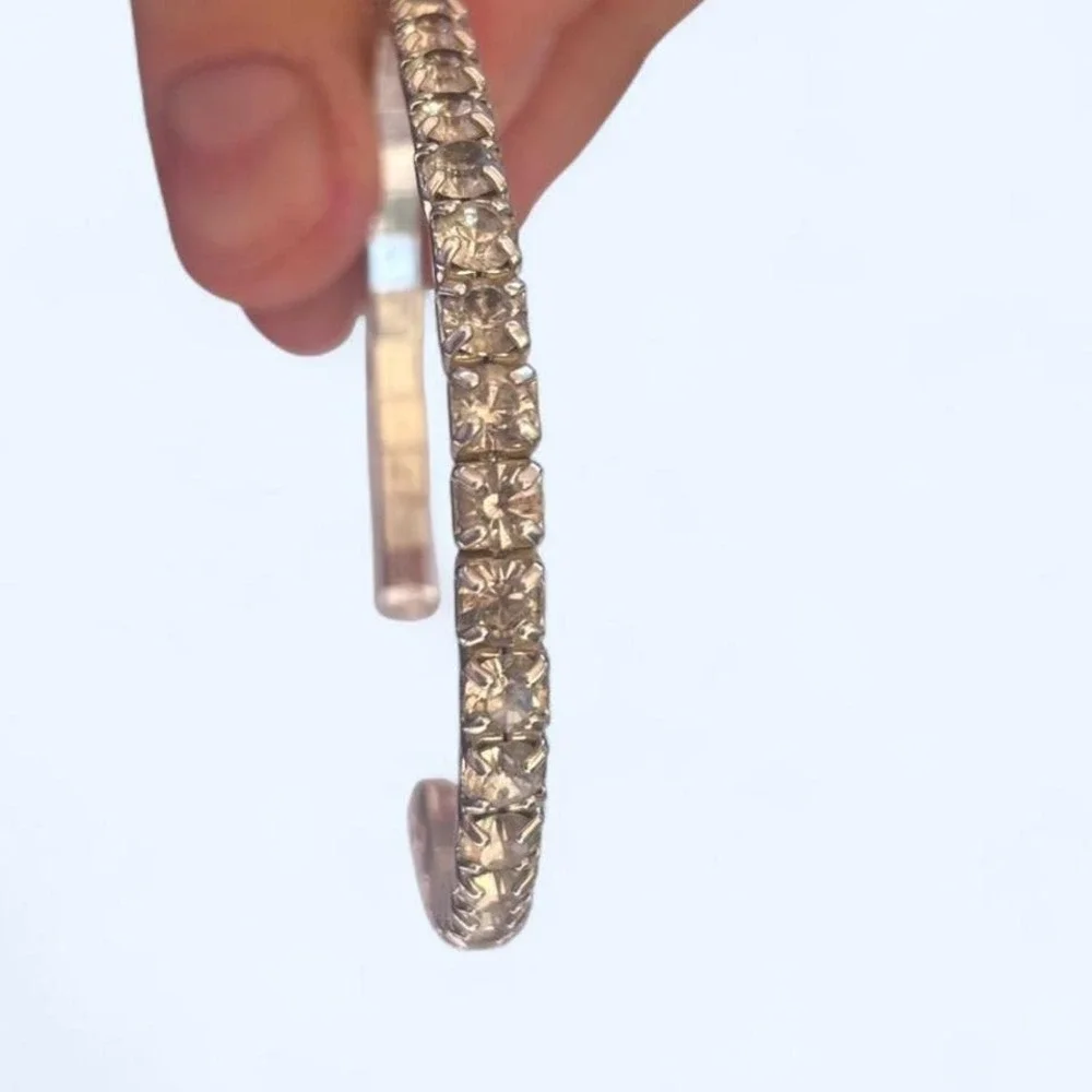 Silver crystal tennis bracelet‎